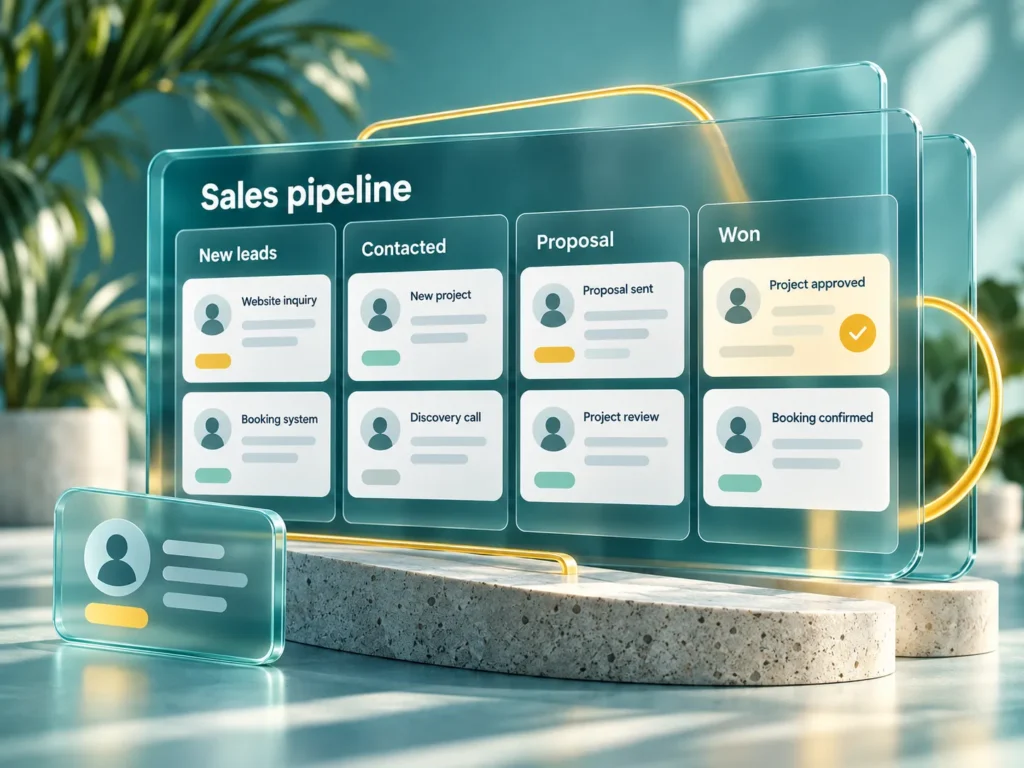 Sales pipeline stages in layered glass