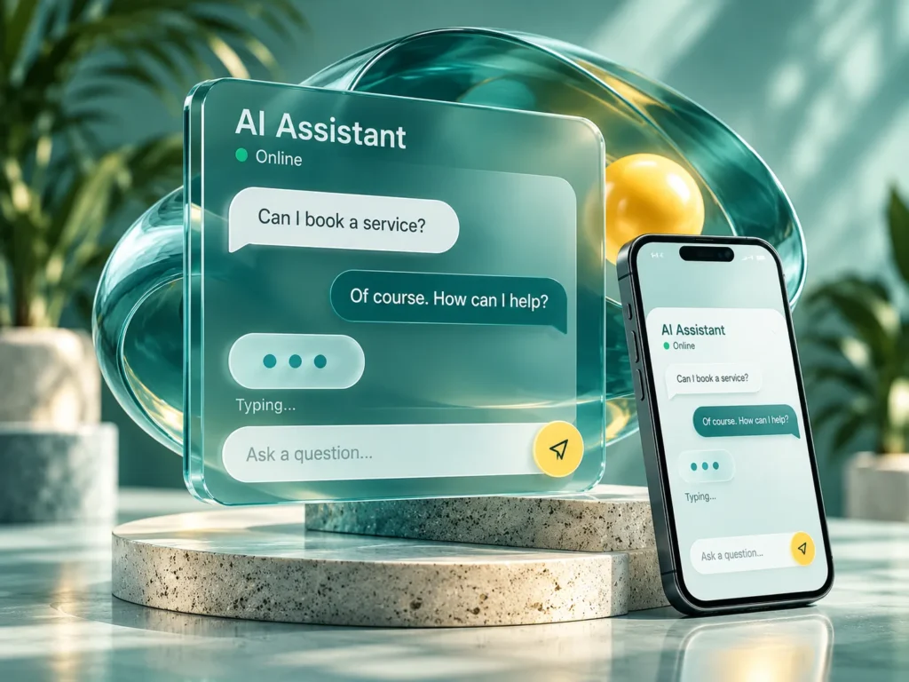 AI assistant conversation in a glass interface