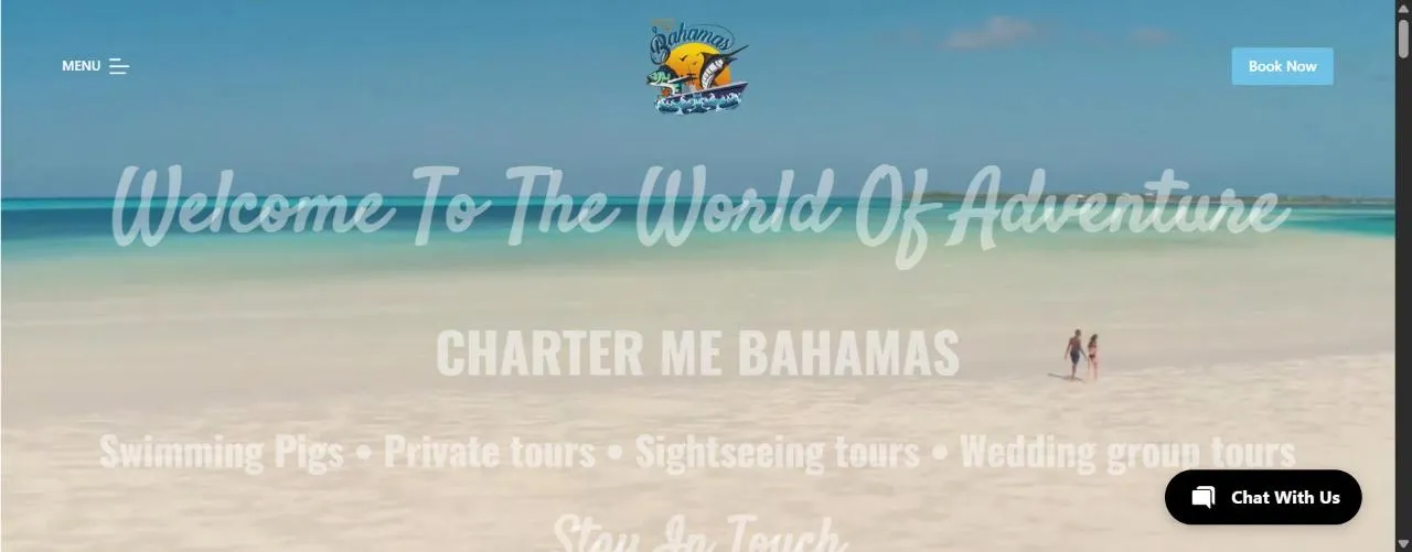 Homepage of Charter Me Bahamas, built by First Glance Bahamas