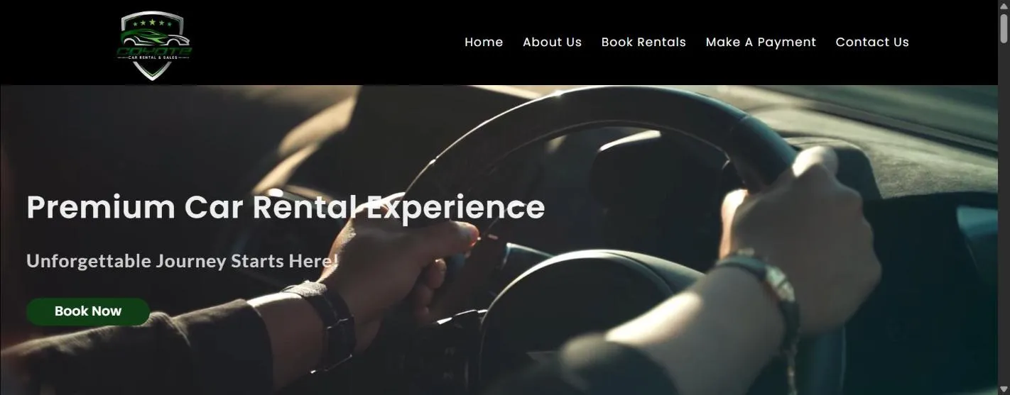 Homepage of Coyote Car Rental, built by First Glance Bahamas