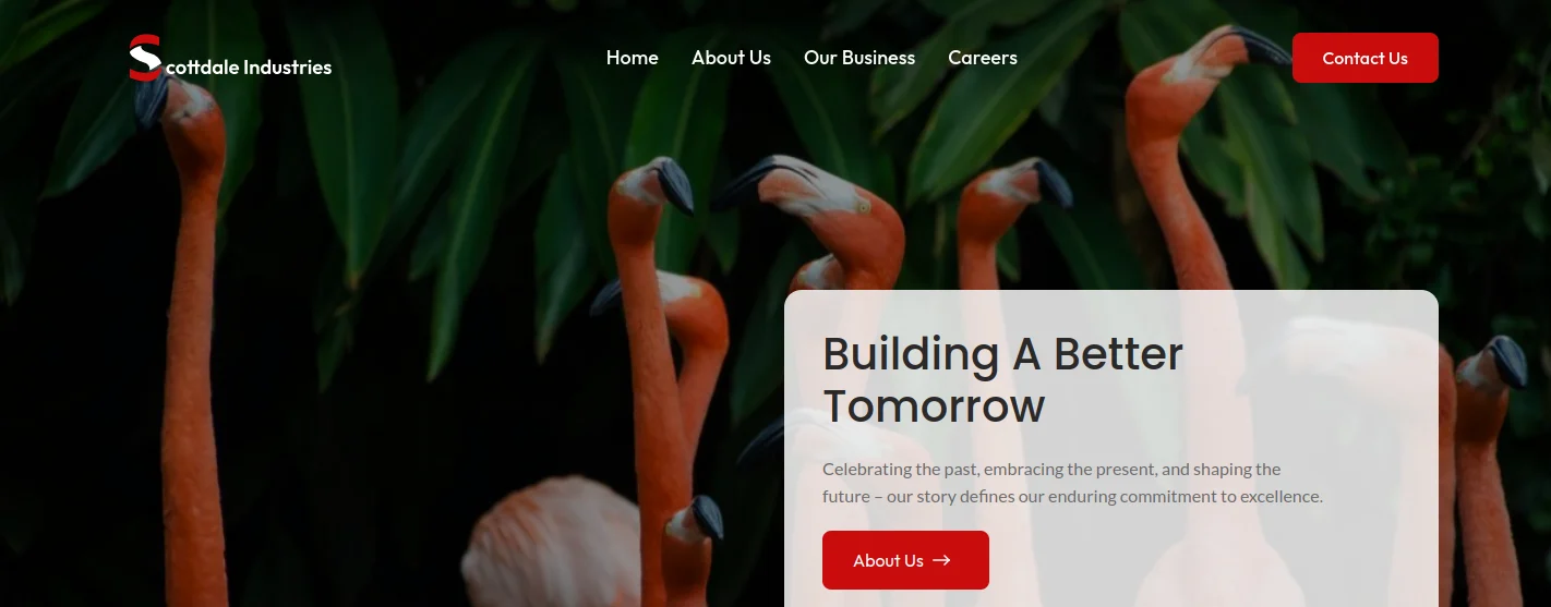 Homepage of Scottdale Industries, built by First Glance Bahamas