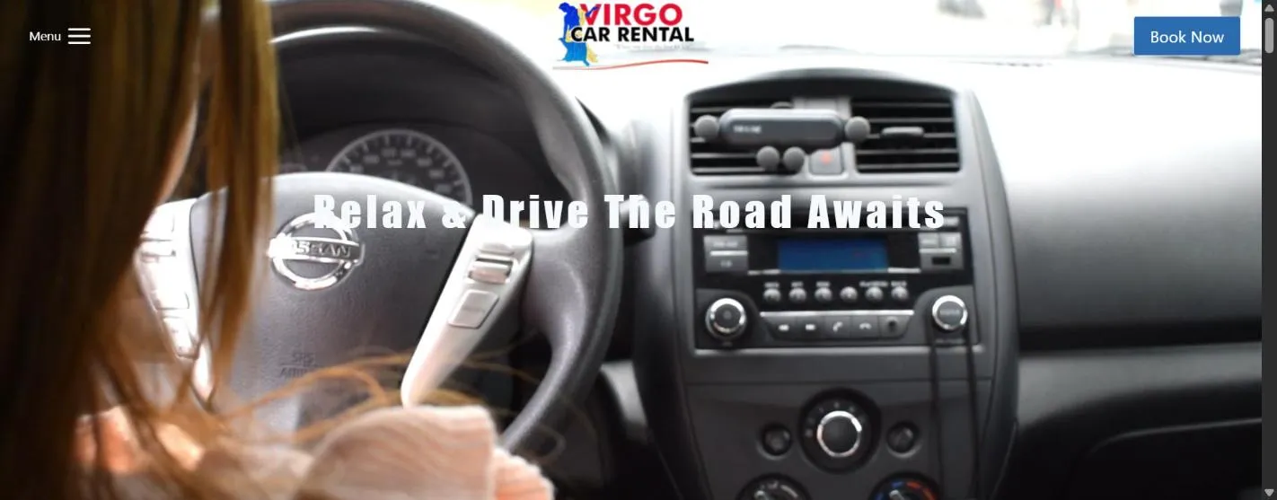 Homepage of Virgo Car Rental, built by First Glance Bahamas
