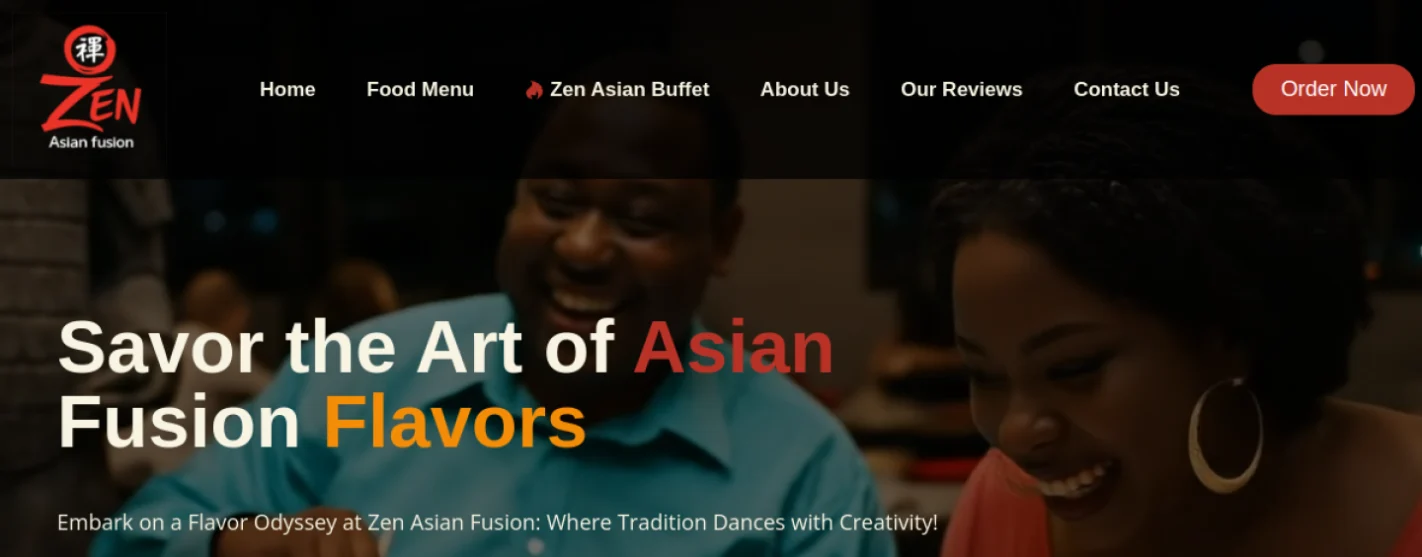 Homepage of Zen Asian Fusion, built by First Glance Bahamas